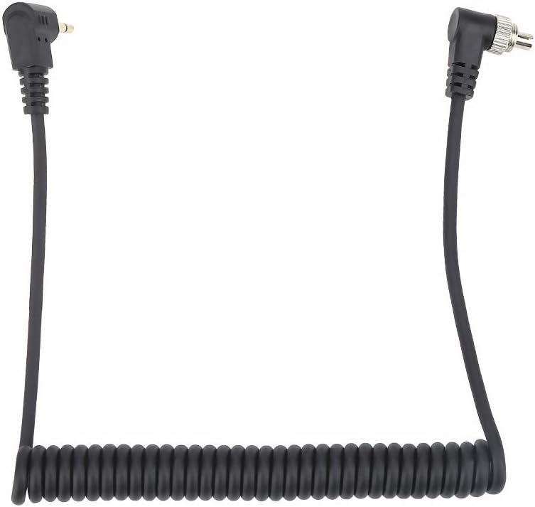 Zyyini 2.5mm to Male Flash PC Sync Cable, Extendable Flash Sync Coiled Cable with Screw Lock for Camera Photography Connector - Image 1